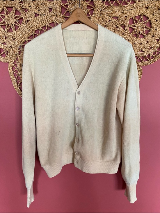 Other - Vintage Light Yellow V-Neck Button Front Cardigan Sweater Medium